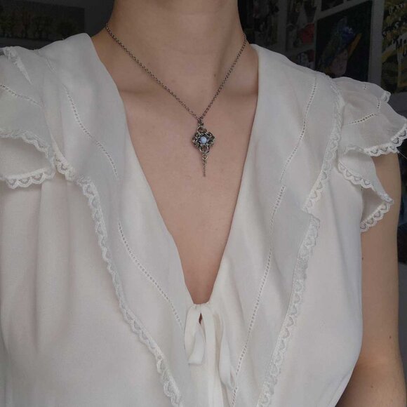 Vintage Antique Romanov blue and silver necklace - Picture 3 of 9